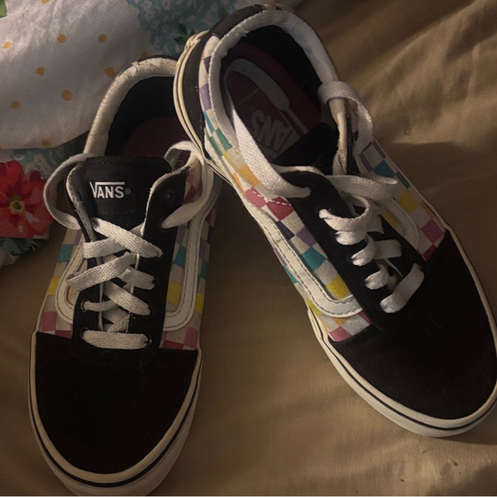 Vans Kids Girls Colorful Checkered Sneakers Size 3